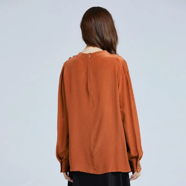 Blusas de seda elegantes para mujer, pulóveres informales, ropa de mujer para primavera y verano, camisa con botones de lujo " - Imagen 2