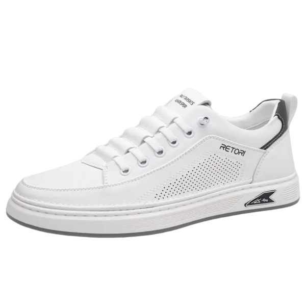 Zapatos informales de cuero blanco a la moda para hombre, zapatos vulcanizados de suela gruesa transpirables para primavera 2025, zapatos de vestir de negocios para hombre - Imagen 7