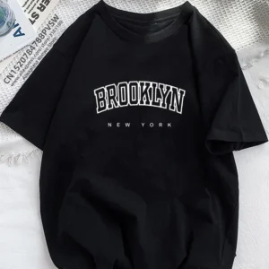 Camiseta con estampado de letras de Brooklyn para mujer, ropa informal con gráfico Harajuku para chica, camisetas Y2K 2023