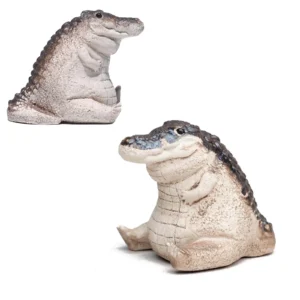 Adornos de estatua de cocodrilo para bebé, estatua de cocodrilo de bebé de animal para patio de jardín, miniadornos decorativos de resina para jardín