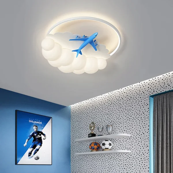 Lámpara de techo para habitación de niños, lámpara moderna para dormitorio con protección ocular, lámpara para habitación de avión juguetona y creativa para niño y niña - Imagen 2