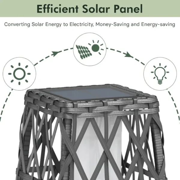 Pieza de lámpara de pie de linterna de mimbre tejida con energía solar para exteriores, decoración para terraza, jardín, césped, porche, medio Cindy, - Imagen 5