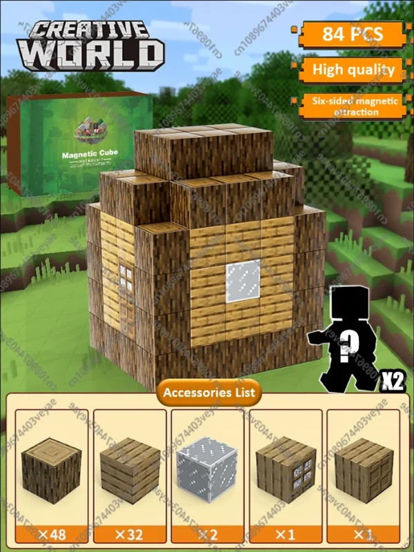 Bloques de construcción magnéticos, cubo magnético, juego de juguetes del mundo de la mina, cubos apilables sensoriales Montessori, juego de construcción, regalo de cumpleaños - Imagen 41