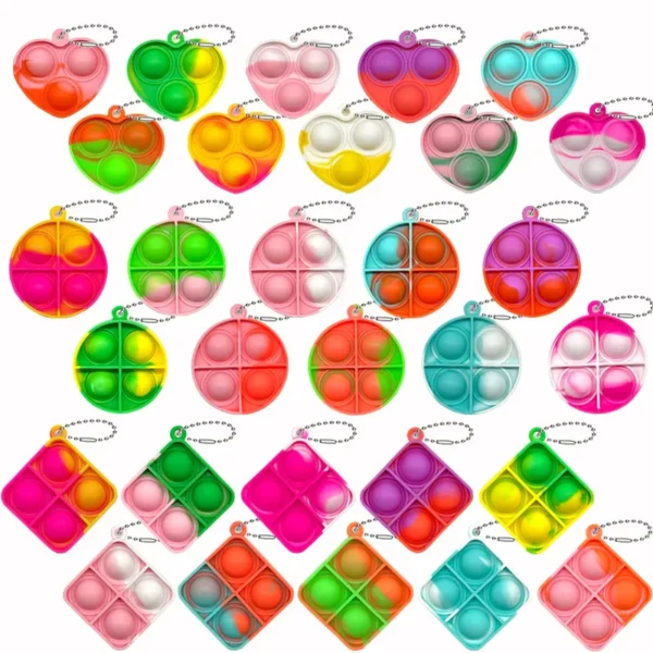 Juguetes Pop Fidget, Mini llaveros Pop, juguetes para niños pequeños, paquete de juguetes sensoriales, paquetes a granel para reducir la presión, regalos de recuerdo de fiesta 30 Uds.