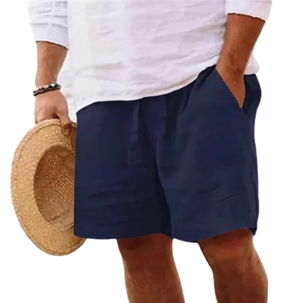 Pantalones cortos de lino para hombre, Shorts ligeros de algodón para gimnasio, playa, Fitness, deporte, transpirables, Verano - Imagen 5