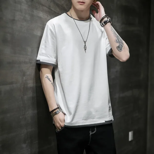 Camiseta informal para hombre, camiseta informal de algodón puro transpirable a la moda de manga corta de diseño de alta calidad para hombre - Imagen 9