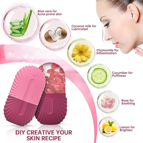 Rodillo Facial de hielo, cubito de silicona para masaje de belleza, molde de hielo para hinchazón de los ojos, rodillo Facial que reduce los poros - Imagen 3