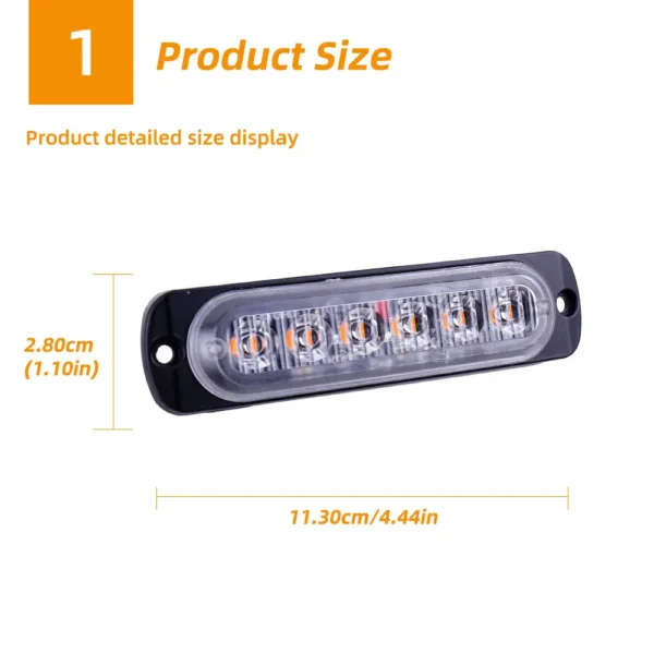 Luz de advertencia de 6LED, luces LED para remolque, luces indicadoras laterales para camión, barra de luz de mal funcionamiento para parrilla de coche, baliza para barcos de motocicleta SUV - Imagen 2