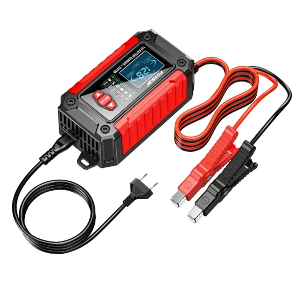 Cargador y probador de batería de coche 2 en 1, 12V, 6A, pantalla LCD de 1,9 ", mantenimiento de batería inteligente de plomo y ácido AGM LiFePO4 para motocicleta y camión - Imagen 8