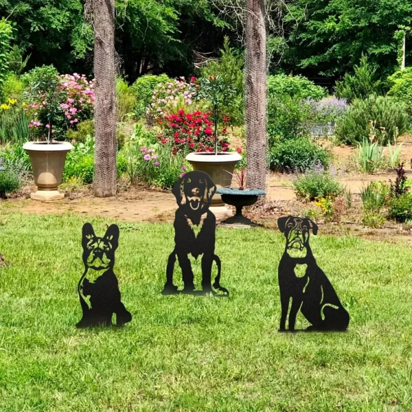 Silueta de metal para perros, decoración de silueta para cachorros de patio, adorno de silueta de Doberman/Bulldog para jardín al aire libre - Imagen 6