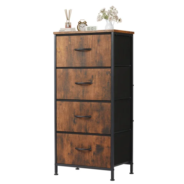 Gabinetes de tela para sala de estar de 4 capas con armario, armario de montaje con marco de acero para almacenamiento de ropa, mueble - Imagen 7