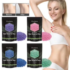 OceAura-granos de cera para depilación rápida de todo el cuerpo, 100g, axilas, piernas, piel seca y suave, suave y no irritante