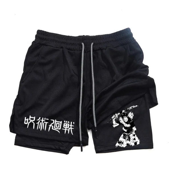 Pantalones cortos deportivos con estampado de Toji para hombre, Shorts deportivos informales de entrenamiento, malla para correr, 2 en 1 - Imagen 22