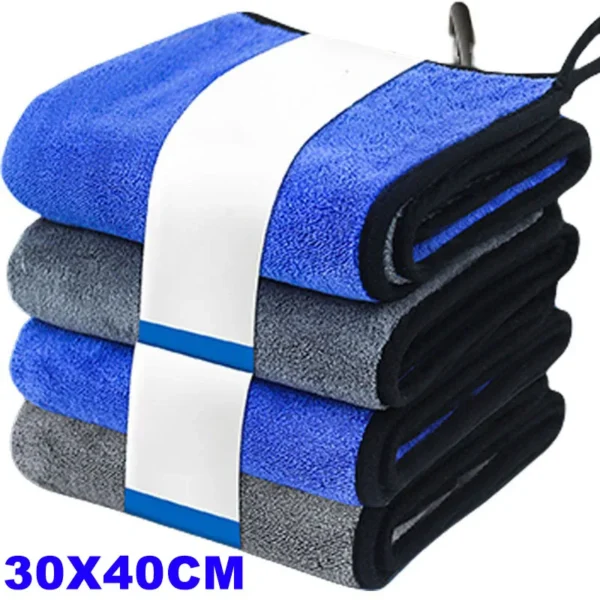 Toalla de microfibra para lavado de coches, suave, de secado rápido, para ventanas, espejos, trapos de limpieza, paños de limpieza de doble capa para el hogar, 500GSM, 1-4 Uds. - Imagen 7