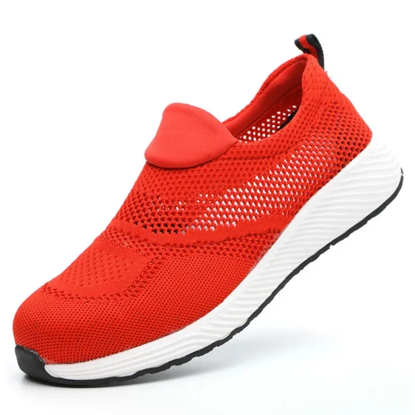 Zapatillas de trabajo ligeras de malla de verano, zapatos de seguridad con punta de acero para hombres y mujeres, zapatos de construcción transpirables, botas de trabajo, calzado - Imagen 9