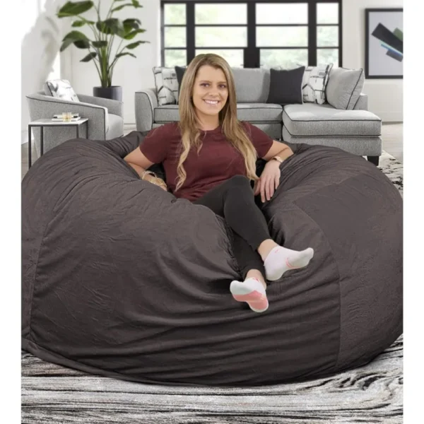 Silla y reposapiés con bolsa de frijol de 6 pies, silla con bolsa de frijol de gran tamaño para adultos, cómoda silla con bolsa de frijol, sofá de salón, muebles de dos plazas | - Imagen 2