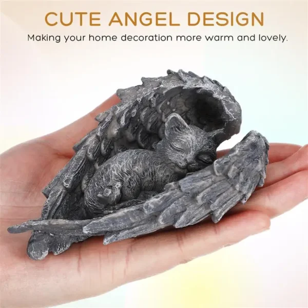 Estatuilla de gato de Ángel, escultura de resina de gato, escultura de resina para mascotas, regalo conmemorativo, estatua de Ángel de gato para decoración de jardín e interior - Imagen 4