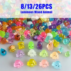 Mini animales luminosos de resina, incluidos pequeños patos brillantes, perfectos para decorar jardines de hadas, acuarios y casas de muñecas
