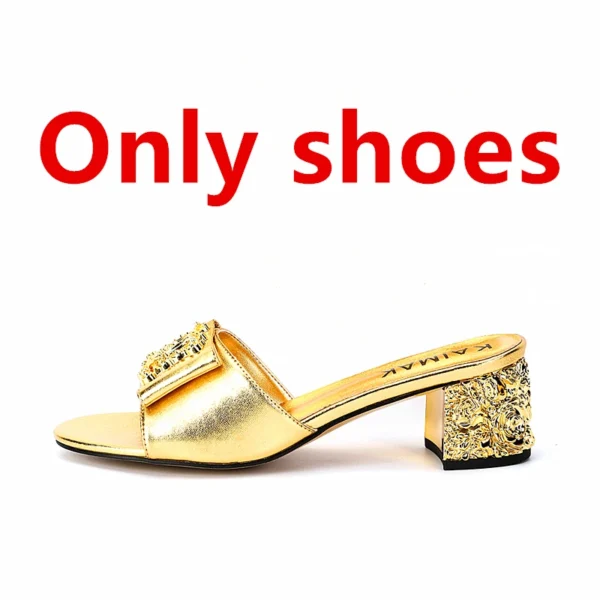 Zapatos italianos de alta calidad de lujo a la moda, traje de verano para mujer, zapatillas de talla grande 35 a 43, zapatos de tacón dorados y negros para fiesta de boda - Imagen 16