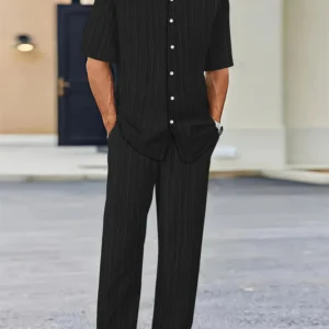 Camisa clásica a la moda para hombre, camisas informales de negocios para hombre, un conjunto de ropa (Camisa + pantalones) novedad de verano 2024