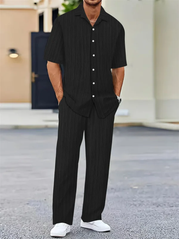 Camisa clásica a la moda para hombre, camisas informales de negocios para hombre, un conjunto de ropa (Camisa + pantalones) novedad de verano 2024