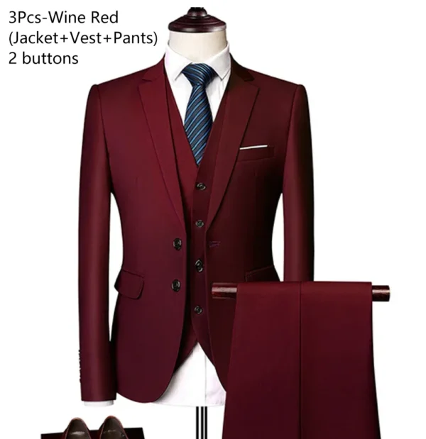 Trajes de hombre para boda, 3 piezas, conjunto elegante de 2 trajes, Blazers, chaquetas clásicas de negocios de lujo a la moda, chaleco, pantalones, ropa Formal 2024 - Imagen 24