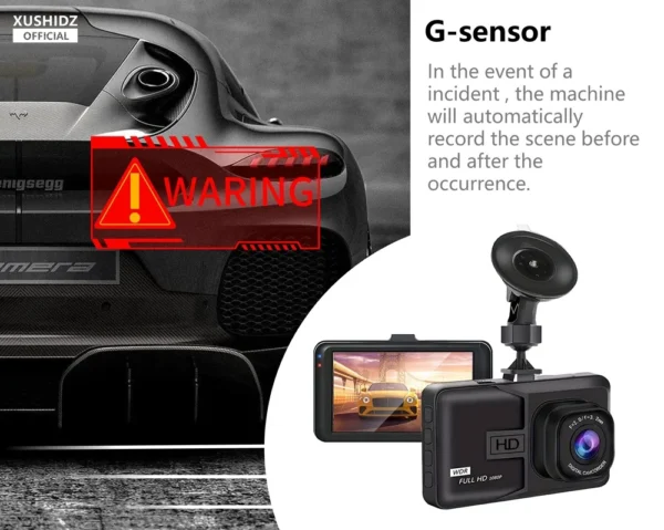 Cámara de grabación en bucle para salpicadero de coche, grabadora de vídeo DVR para vehículo, XUSHIDZ- visión nocturna, Monitor de estacionamiento 24h, sensor G, 1080P HD, nuevo - Imagen 3