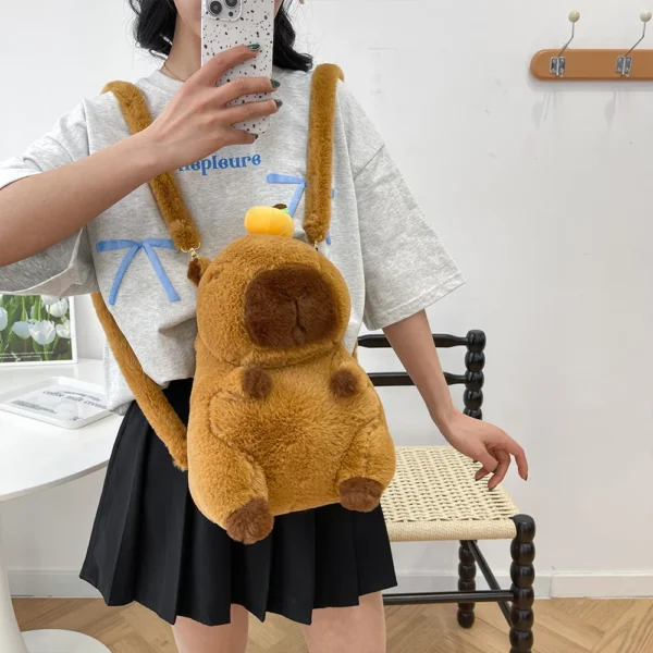 Muñeca de peluche Kawaii, mochila de felpa de capibara, bolso para niños, bolso de hombro de juguete, Mini mochila, bolsos, regalos para novia - Imagen 3