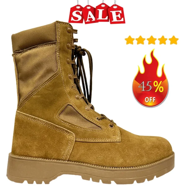 Botas de combate tácticas de cuero para hombre, botas de desierto para senderismo al aire libre, botines transpirables para hombre