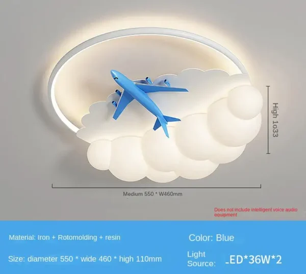 Lámpara de techo para habitación de niños, lámpara moderna para dormitorio con protección ocular, lámpara para habitación de avión juguetona y creativa para niño y niña - Imagen 7