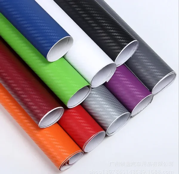Fibra de carbono vinilo revestimiento para coche rollo de película pegatinas y calcomanías para coche accesorios de estilo para motocicleta automóviles 30cm x 127cm 3D - Imagen 2