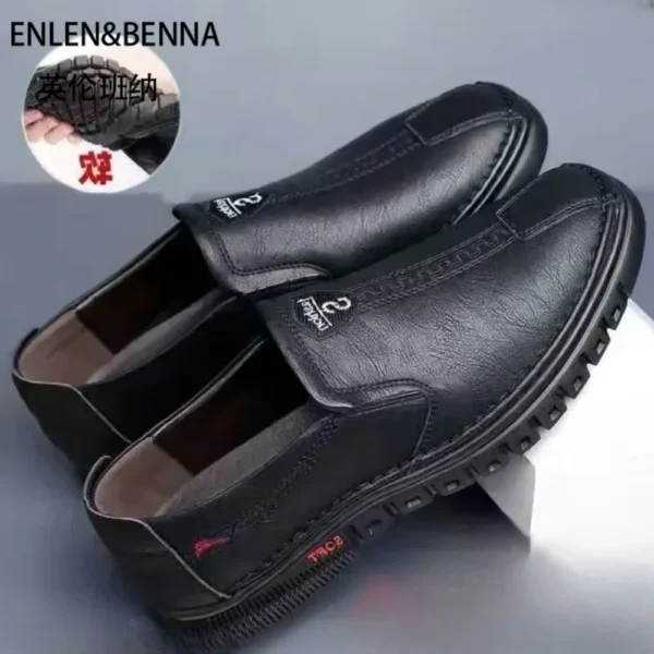 Zapatos de hombre, cómodos zapatos de cuero sintético a la moda, suela suave, superficie suave, zapatos de cuero antideslizantes para hombre - Imagen 4