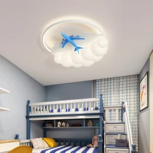 Lámpara de techo para habitación de niños, lámpara moderna para dormitorio con protección ocular, lámpara para habitación de avión juguetona y creativa para niño y niña