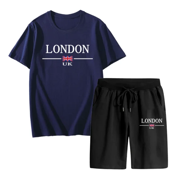 Camiseta Popular de verano para hombre + traje corto, traje deportivo estampado, moda informal, Camiseta de algodón puro de manga corta, traje para correr - Imagen 5