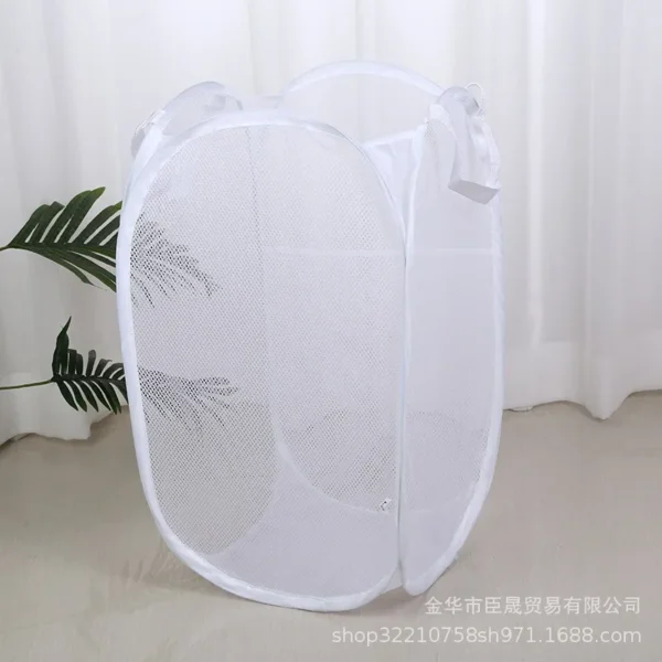 Cesta de lavandería sencilla y plegable duradera, organizador de almacenamiento de juguetes y ropa lavable grande, accesorios de baño transpirables de malla de moda - Imagen 14