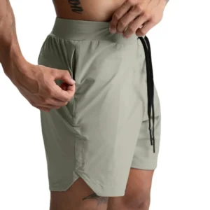 Pantalones cortos de tejido individual para hombre, pantalones cortos de secado rápido, Color sólido, para correr, Fitness, deportes, informales, estilo americano, pantalones de cinco cuartos