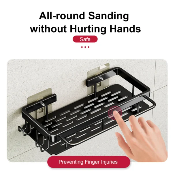 Estante de baño sin taladro, botella de champú montada en la pared, estante esquinero para ducha, estante de almacenamiento para inodoro, accesorios de aluminio para baño y cocina - Imagen 5