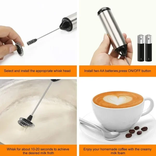 Batidor de leche eléctrico, batidor de café de mano, batidor de huevos, batidor de leche para el hogar, herramientas para batir Foy home - Imagen 6