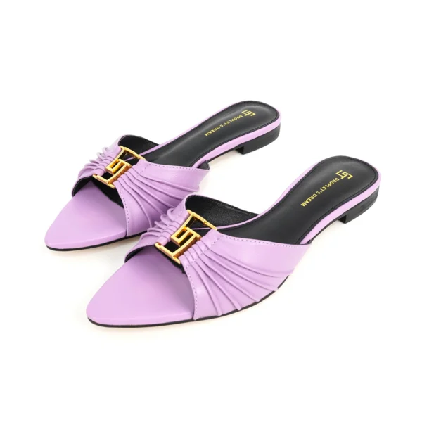 Zapatillas antideslizantes puntiagudas a la moda para mujer, zapatillas de marca de lujo para exteriores con parte inferior plana de cuero, talla grande 34-44 - Imagen 19