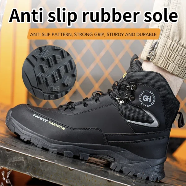 Zapatos de seguridad de protección, zapatos de seguridad indestructibles, antigolpes, antipinchazos, zapatos protectores de seguridad, botas de trabajo para senderismo para hombres - Imagen 6