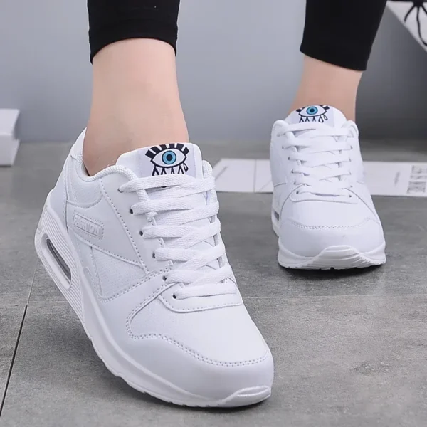 Zapatillas de deporte a la moda para mujer, zapatos deportivos con cojín de aire, zapatos azules de cuero Pu, zapatos para caminar al aire libre y trotar, zapatillas deportivas para mujer - Imagen 4