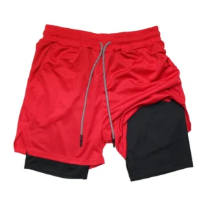 Pantalones cortos deportivos de doble capa para hombre, pantalones cortos deportivos 2 en 1 para entrenamiento de gimnasia, entrenamiento de secado rápido, trote, doble cubierta, verano