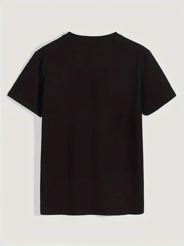 Camiseta de manga corta con cuello redondo y estampado negro 100% algodón de talla grande informal de verano para hombre - Imagen 2