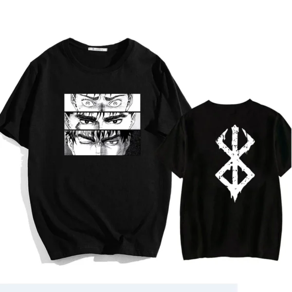 camiseta verano hombres mujeres algodón de gran tamaño Camiseta de manga corta Camiseta estampada Tops 2024 camiseta tendencia Fans ropa Anime Berserk - Imagen 7