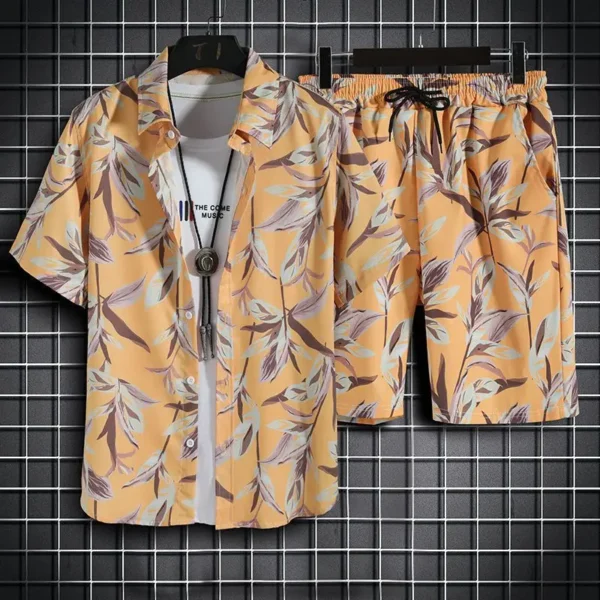 Ropa de playa para hombre, conjunto de 2 piezas, camisa hawaiana y pantalones cortos de secado rápido, ropa de moda para hombre, trajes informales estampados de verano - Imagen 12
