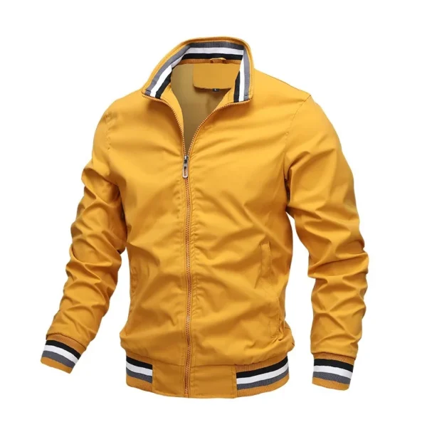Chaqueta informal con cremallera y cuello levantado para hombre, abrigo para deportes al aire libre, chaqueta cortavientos para hombre, Bomber impermeable, otoño e invierno - Imagen 5