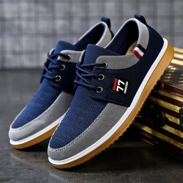 Zapatos de lona de verano para hombre, zapatos planos ligeros informales de malla transpirable, zapatos vulcanizados, zapatillas clásicas con cordones 2025 para hombre - Imagen 2