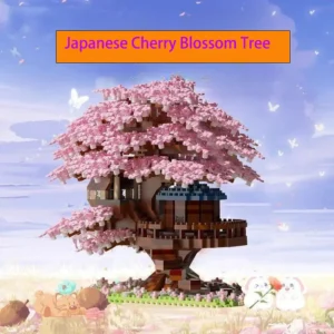 Bloques de construcción modelo clásico ladrillos juguetes para niños DIY púrpura romántico flor de cerezo rosa árbol casa tren montaje