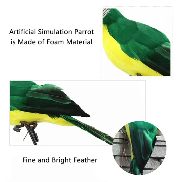 Pájaro loro hecho a mano, simulación de loro, pluma de espuma, modelo de pájaro, estatuilla, pájaros, loro, decoración de jardín 1 unidad de 35/25cm de plumas artificiales - Imagen 3