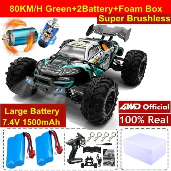 Coche todoterreno con Control remoto 4WD, Buggy de alta velocidad 4x4 RC, súper sin escobillas, 50 o 80 KM/H, juguete de carreras de deriva rápida para niños y adultos - Imagen 18